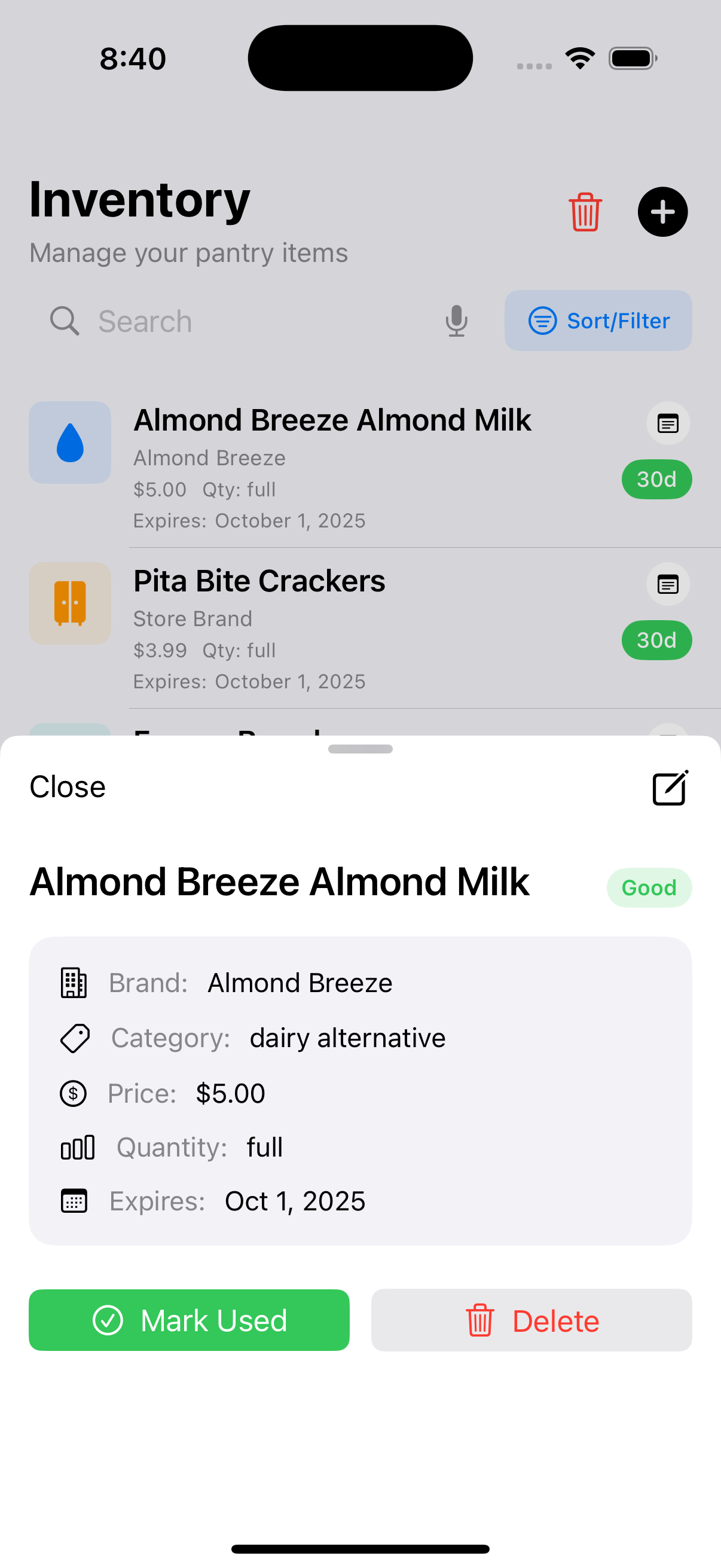 PantryMind Item Details